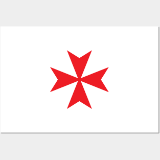 St. John's Cross / Maltese Cross (red) Posters and Art
